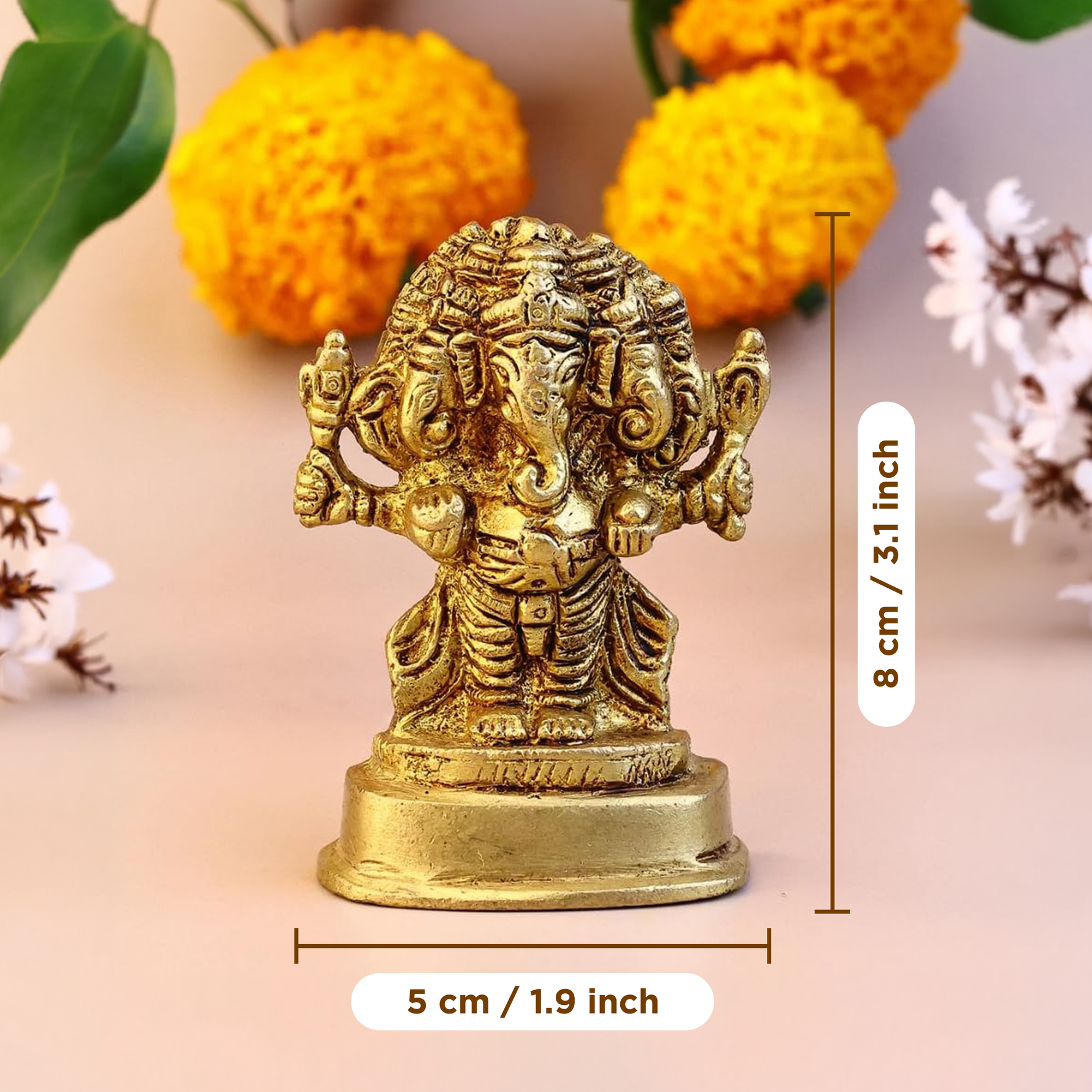 Brass Panchmukhi Ganesha Idol for Success & Protection