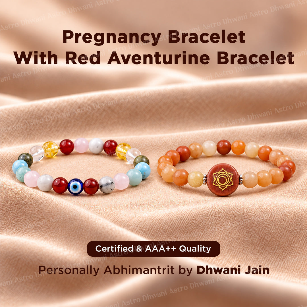 Pregnancy Bracelet & Red Aventurine Bracelet - Abhimantrit & Certified