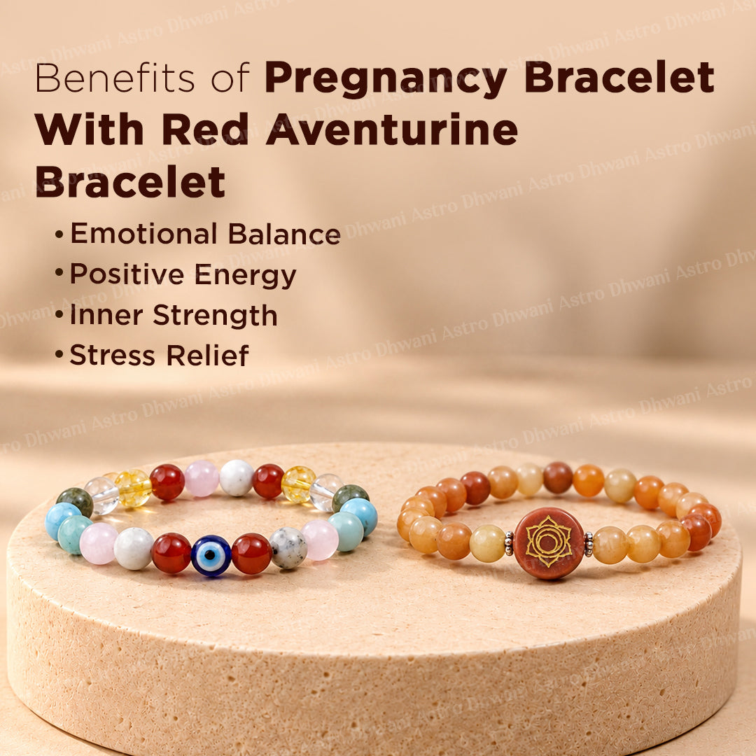 Pregnancy Bracelet & Red Aventurine Bracelet - Abhimantrit & Certified
