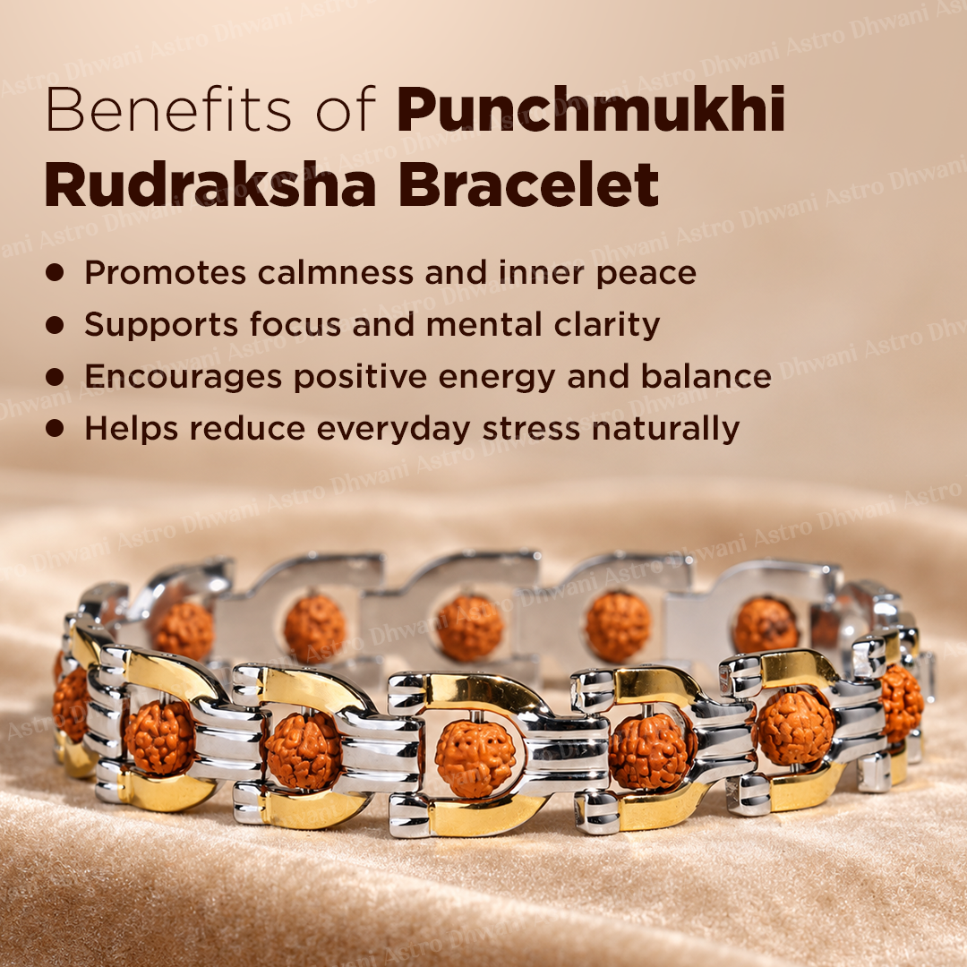 PanchMukhi Rudraksha Bracelet (IGP Gold & Silver Plating) – Abhimantrit