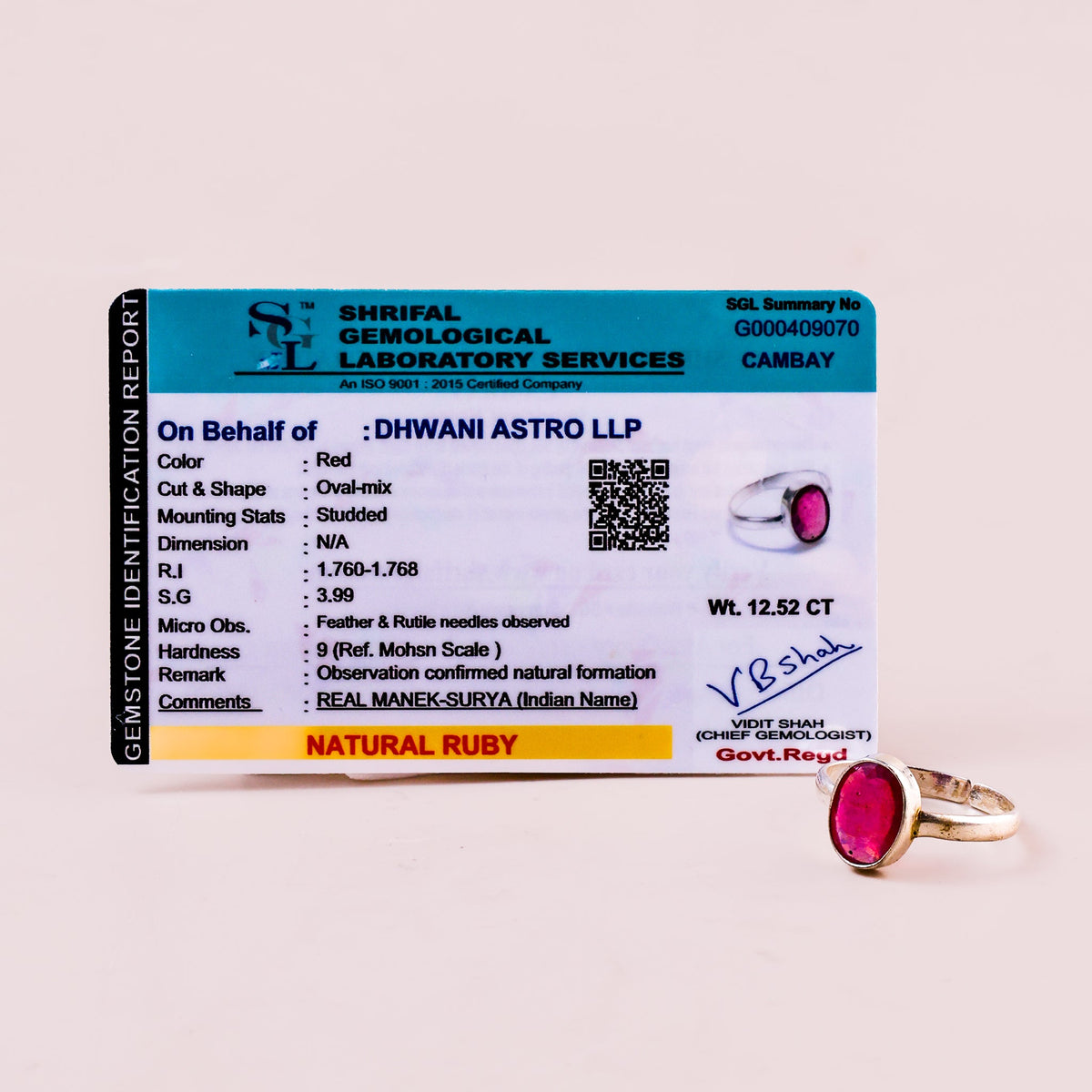 Ruby Ring (Manik Surya) - Abhimantrit & Certified