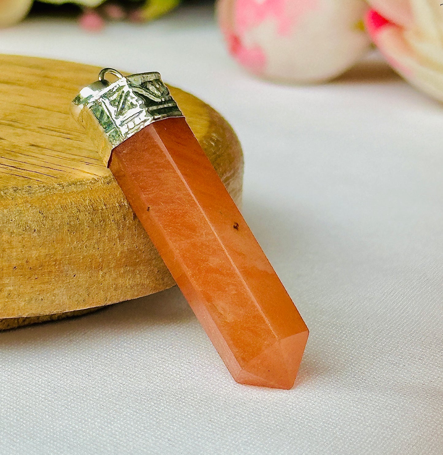 Red Aventurine Pencil Pendant - Abhimantrit & Certified