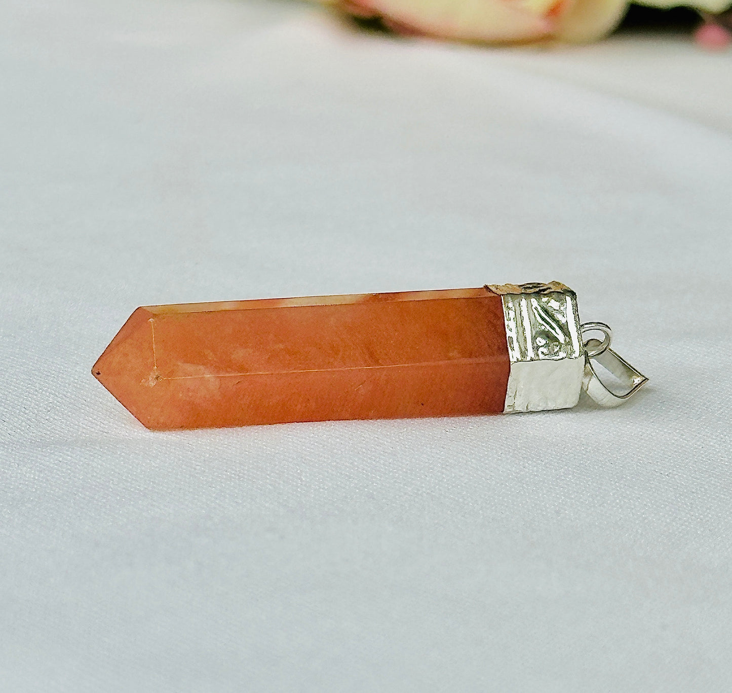 Red Aventurine Pencil Pendant - Abhimantrit & Certified