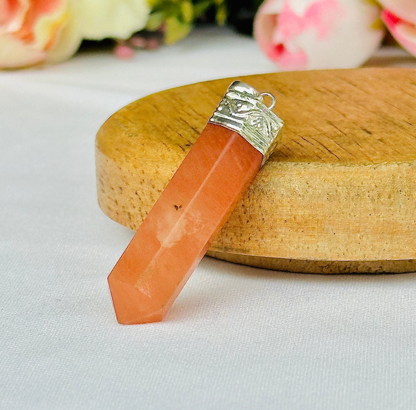 Red Aventurine Pencil Pendant - Abhimantrit & Certified