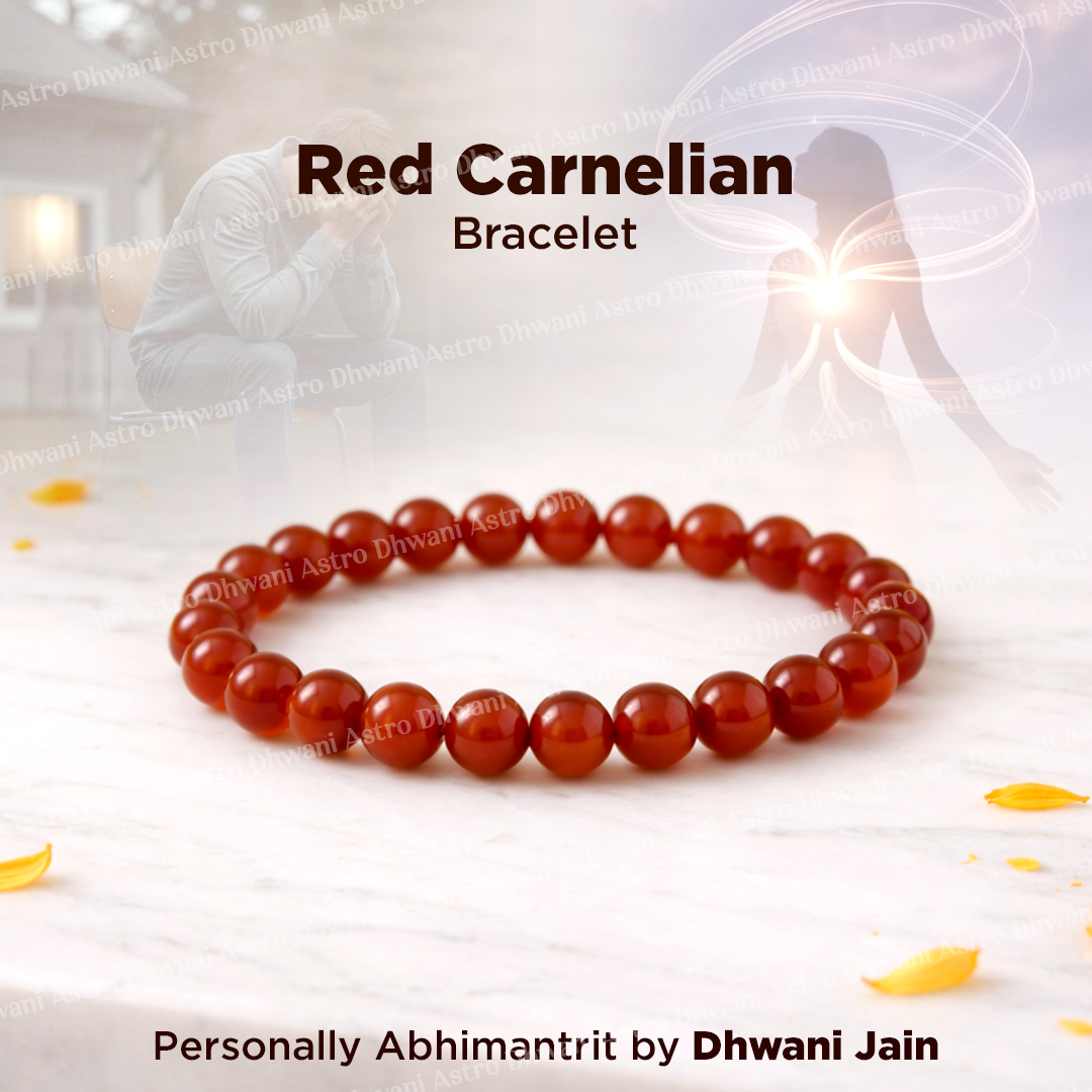 Red Carnelian Bracelet For Mangal Sun Strength Abhimantrit