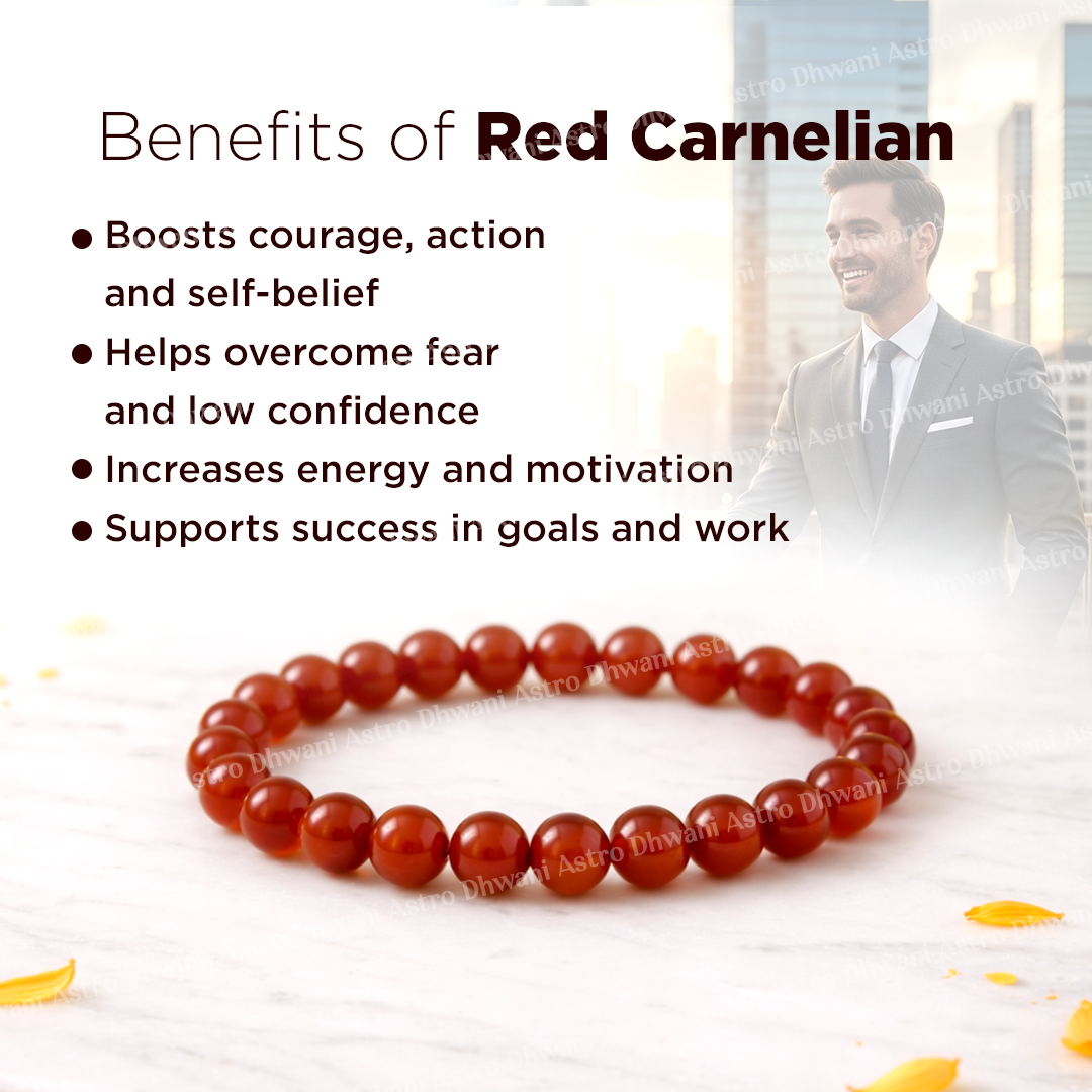 Red Carnelian Bracelet For Mangal Sun Strength Abhimantrit