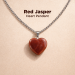 Red Jasper heart pendant necklace on a beige background