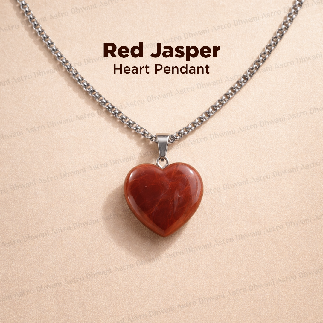 Red Jasper Heart Pendant Abhimantrit For Strength Grounding