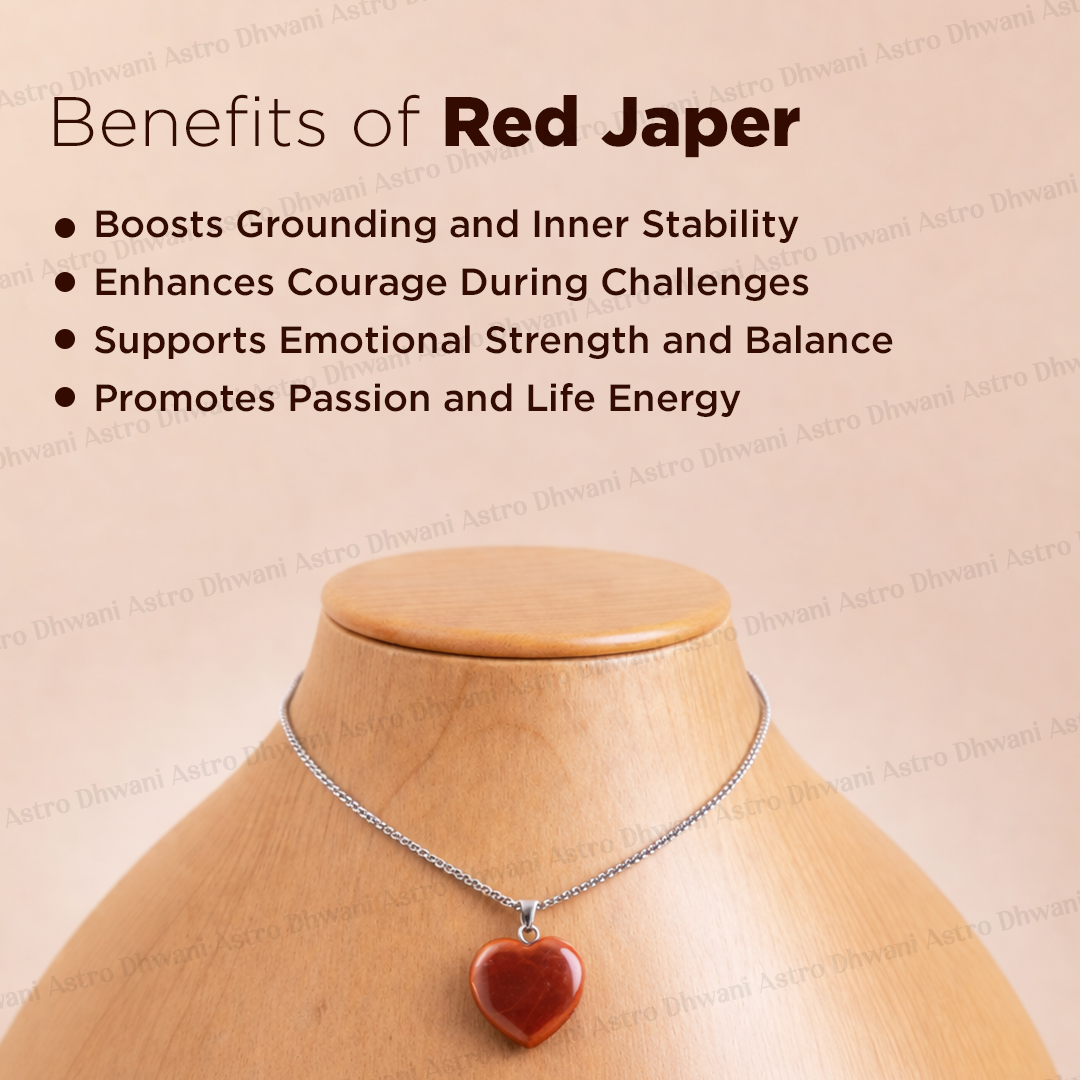 Red Jasper Heart Pendant Abhimantrit For Strength Grounding