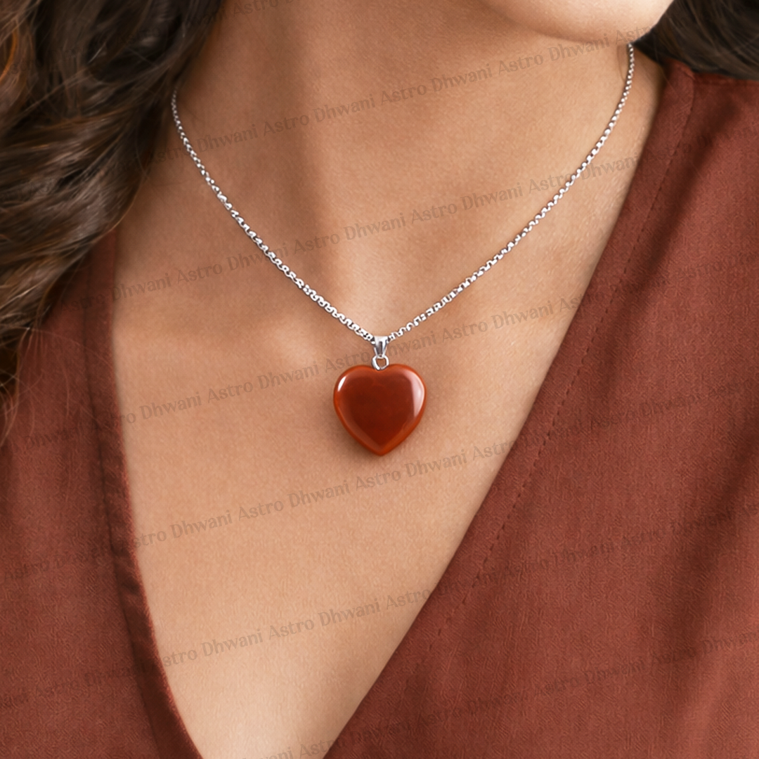Red Jasper Heart Pendant Abhimantrit For Strength Grounding