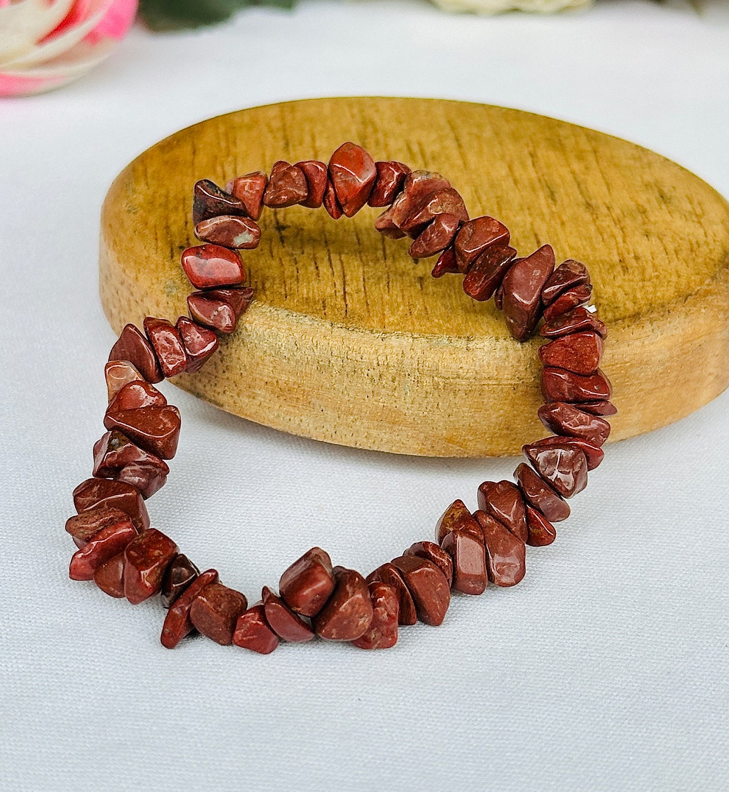 Increase Focus and Strength: Red Jasper Uncut Bracelet - Abhimantrit & Certified