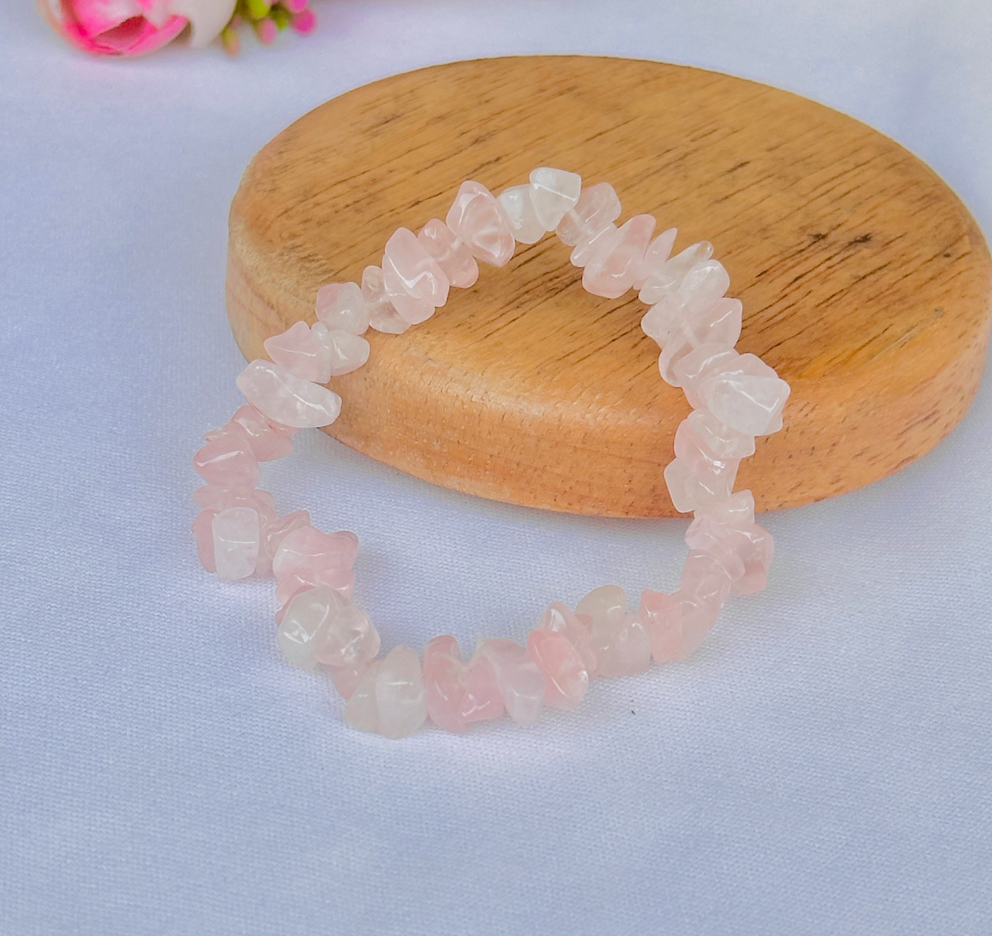 Improve Love, Relationship & Emotional Connection: Rose Quartz Uncut Crystal Bracelet - Abhimantrit & Certified