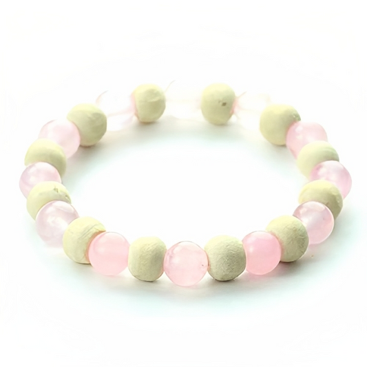 Rose Quartz with Tulsi Bracelet - Abhimantrit & Certified