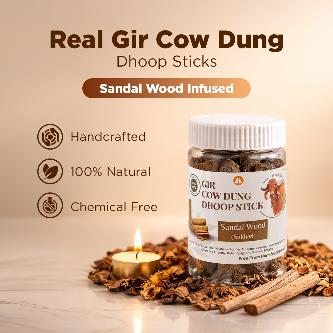 Real Gir Cow Dung Dhoop Sticks (Combo Pack of 3 Boxes) - 100% Natural & Chemical Free