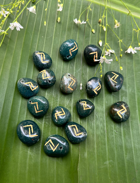 Green Agate (Reiki Symbol) Pack Of 5 - Abhimantrit & Certified