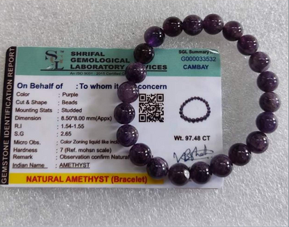 Attract Luck, Harmony & Good Health Bracelet (Amethyst) -  Abhimantrit & Certified