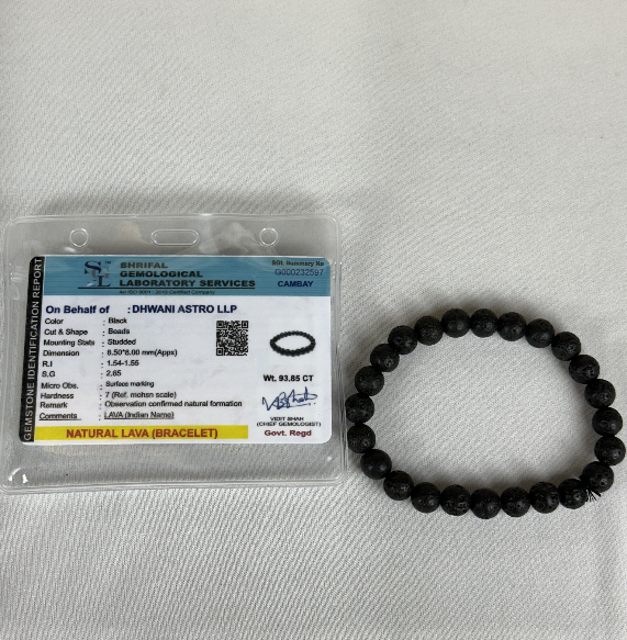 Lava Stone Bracelet - Abhimantrit & Certified