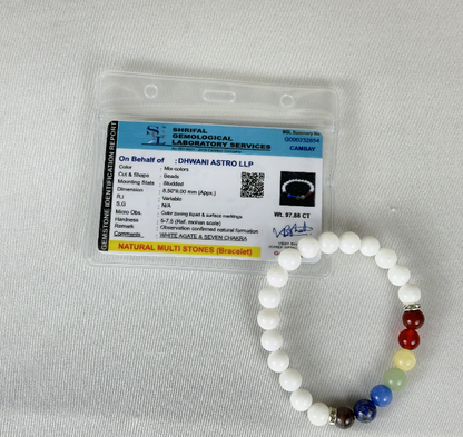 Ultimate Emotional Healing Bracelet (White Agate with Seven Chakra) - Abhimantrit & Certified