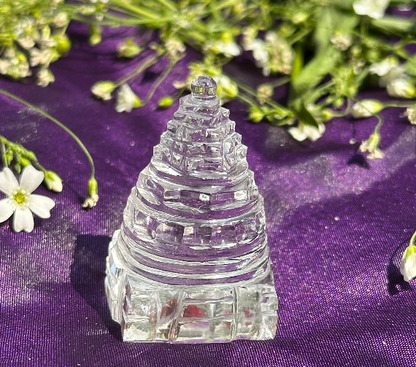 Natural Stone Clear Quartz Shriyantra (4cm) - Abhimantrit