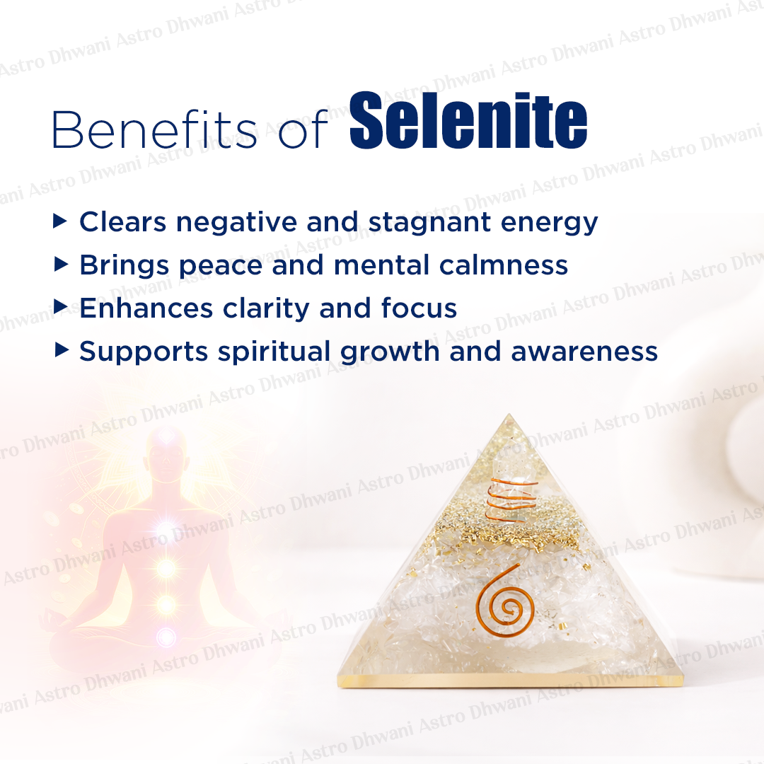 Selenite Pyramid - Abhimantrit