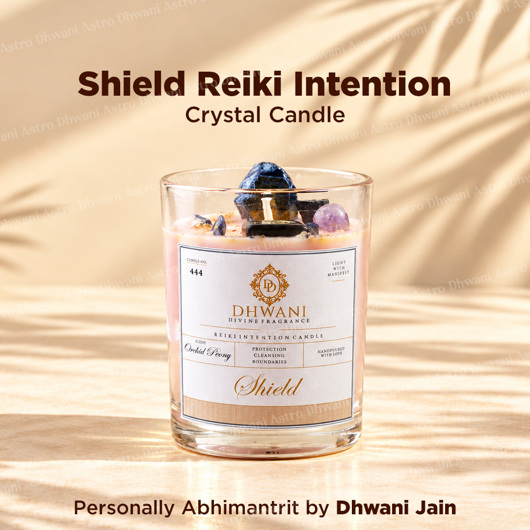 Shield Reiki Intention Crystal Candle – Orchid Peony Fragrance