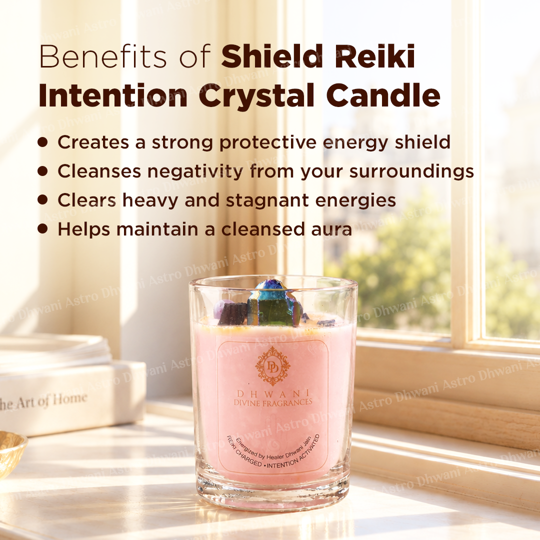Shield Reiki Intention Crystal Candle – Orchid Peony Fragrance