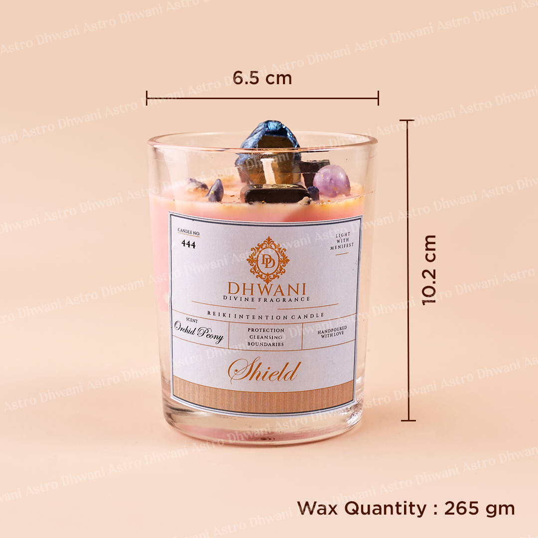 Shield Reiki Intention Crystal Candle – Orchid Peony Fragrance