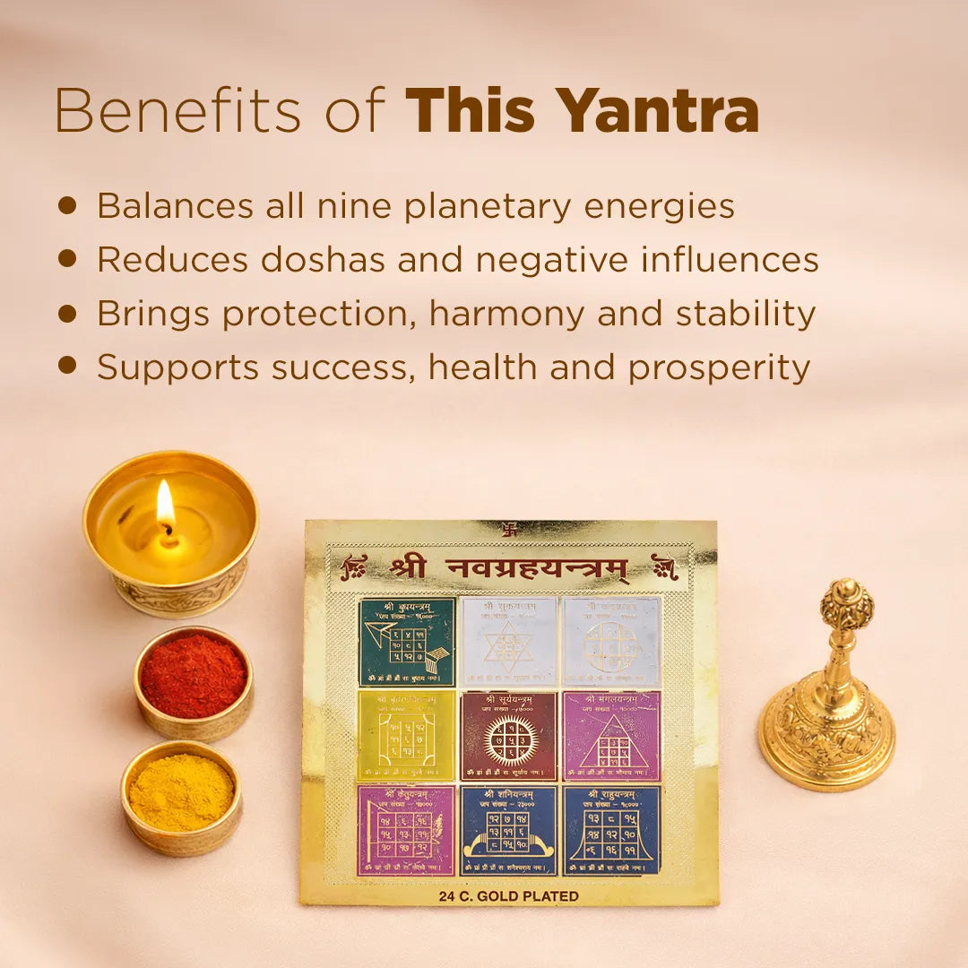Yantra with candles, powders, and a lamp on a beige background