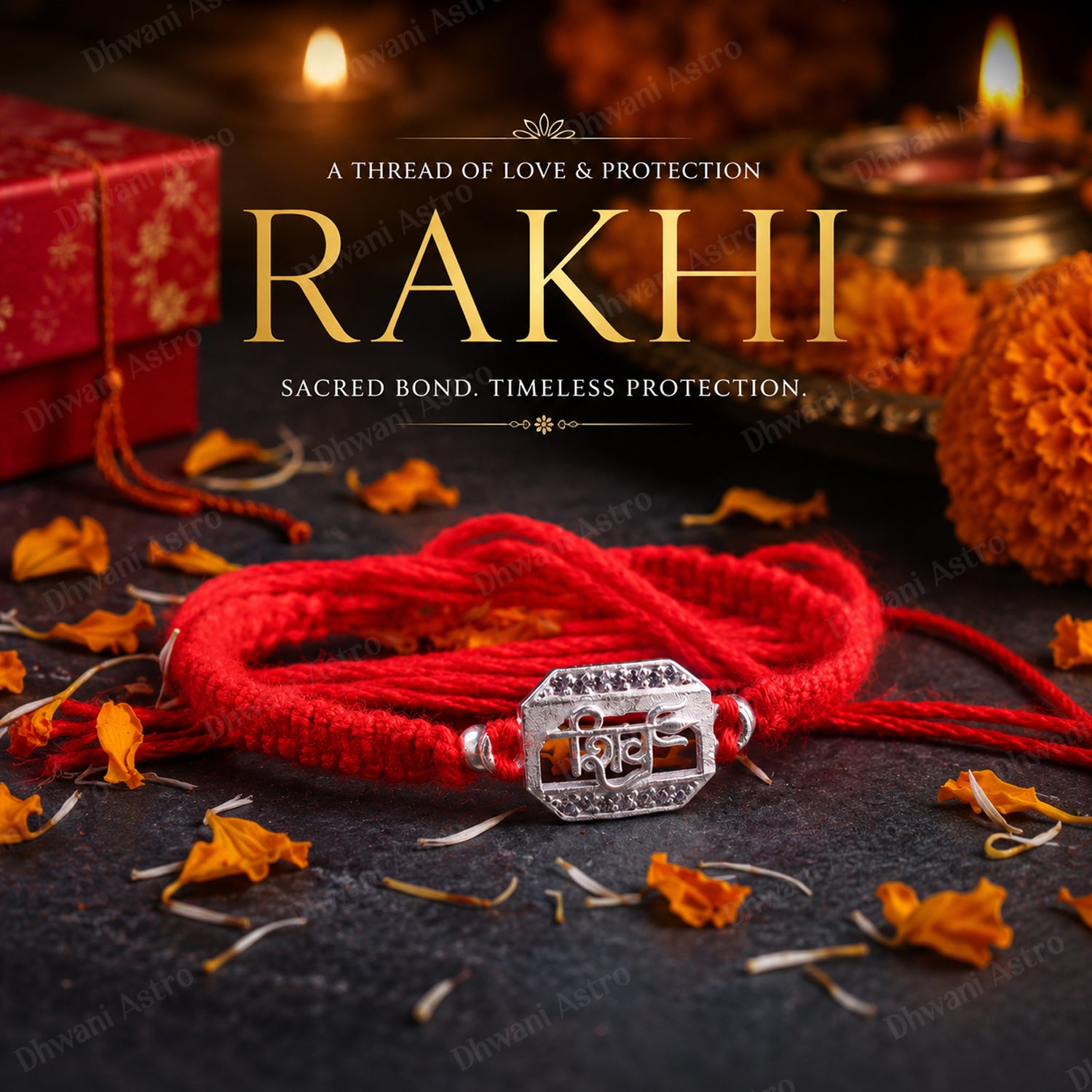 Handcrafted 925 Sterling Silver Shiv Rakhi with red adjustable thread and sacred Mahadev charm for Raksha Bandhan.