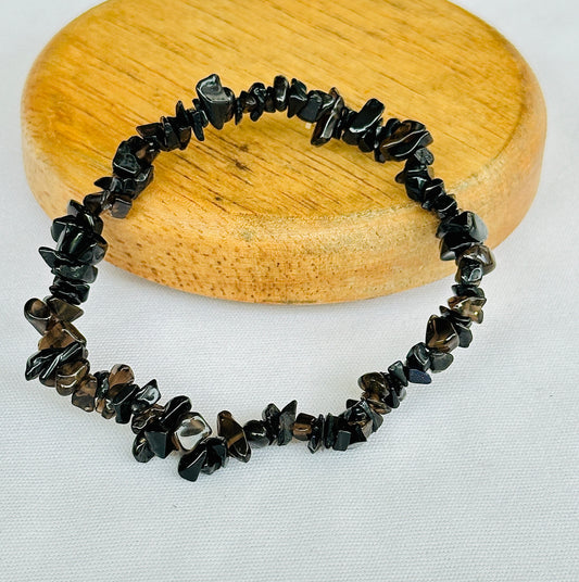 Smokey Quartz Uncut Crystal Bracelet - Abhimantrit & Certified