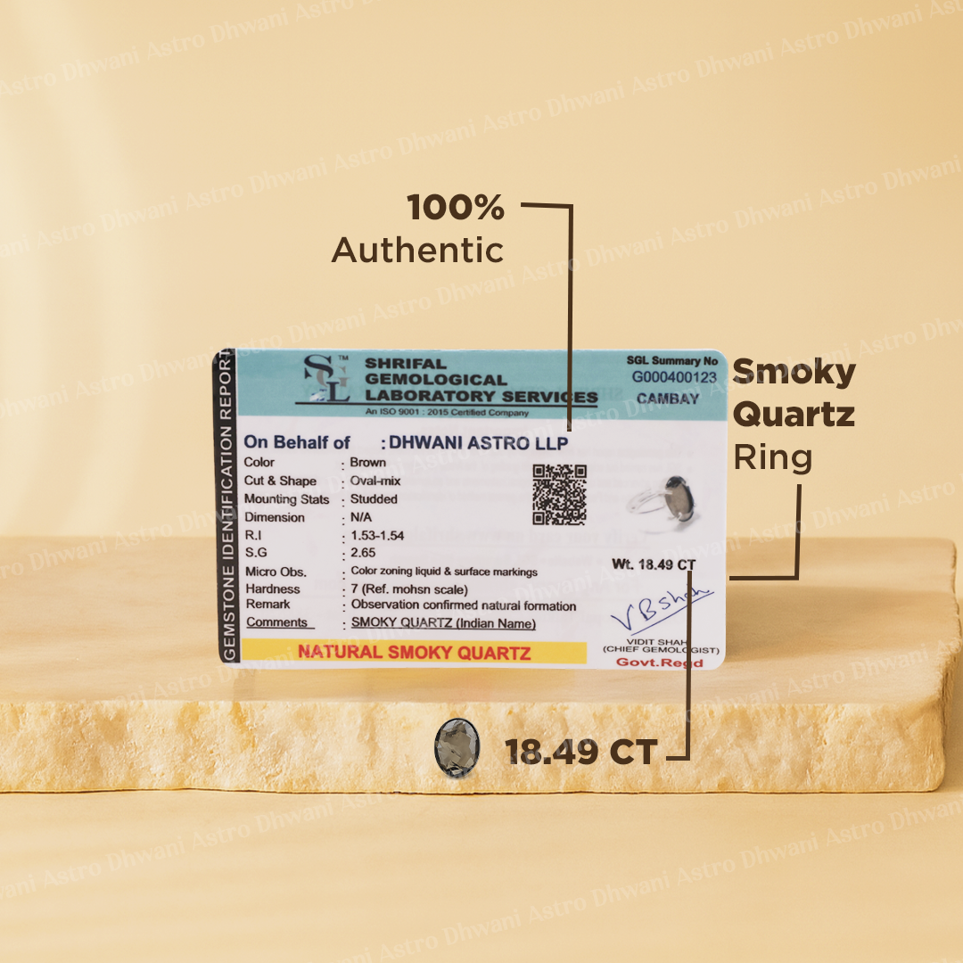 Smoke Quartz Ring - Abhimantrit & Certified