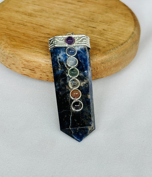 Sodalite Seven Chakra Pendant - Abhimantrit & Certified