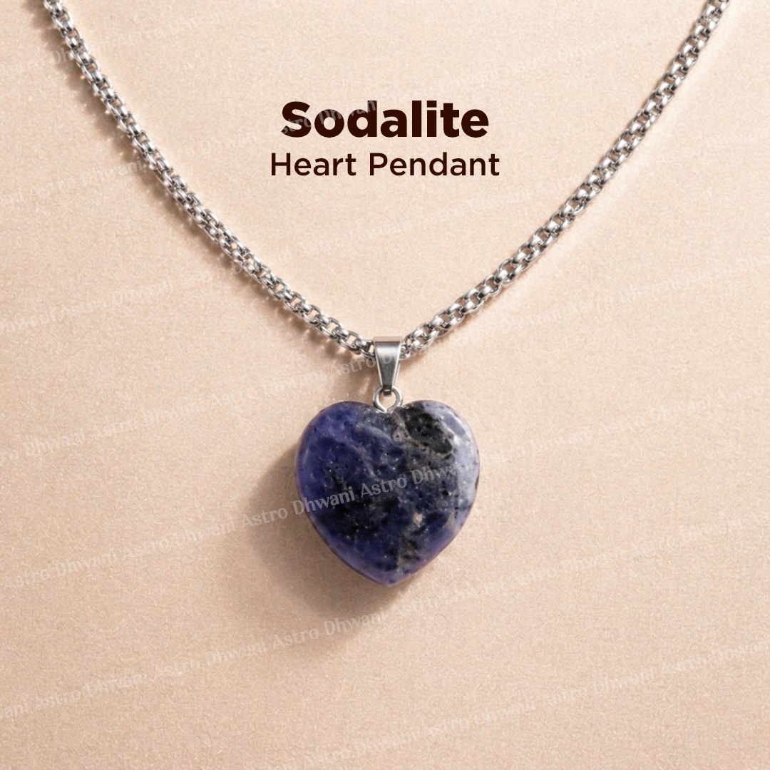 Sodalite Heart Pendant Abhimantrit For Clarity Communication