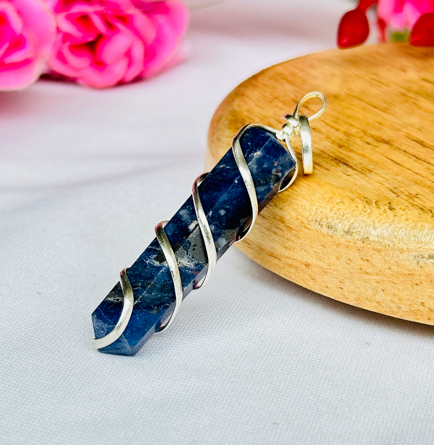 Sodalite Wrapping Pen Pendant - Abhimantrit & Certified