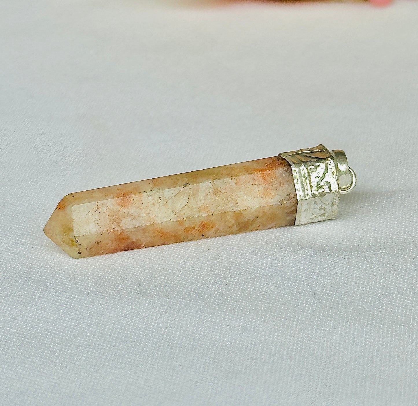 Sunstone Pencil Pendant - Abhimantrit & Certified