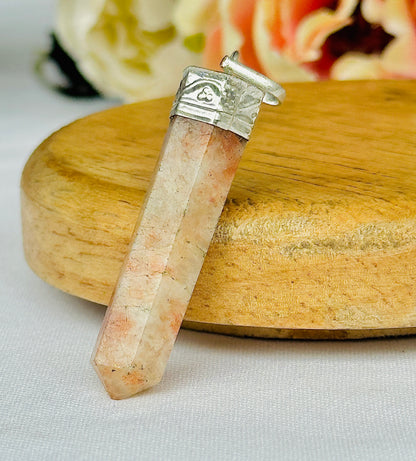 Sunstone Pencil Pendant - Abhimantrit & Certified