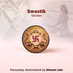 Swastik sticker with decorative elements on a light background