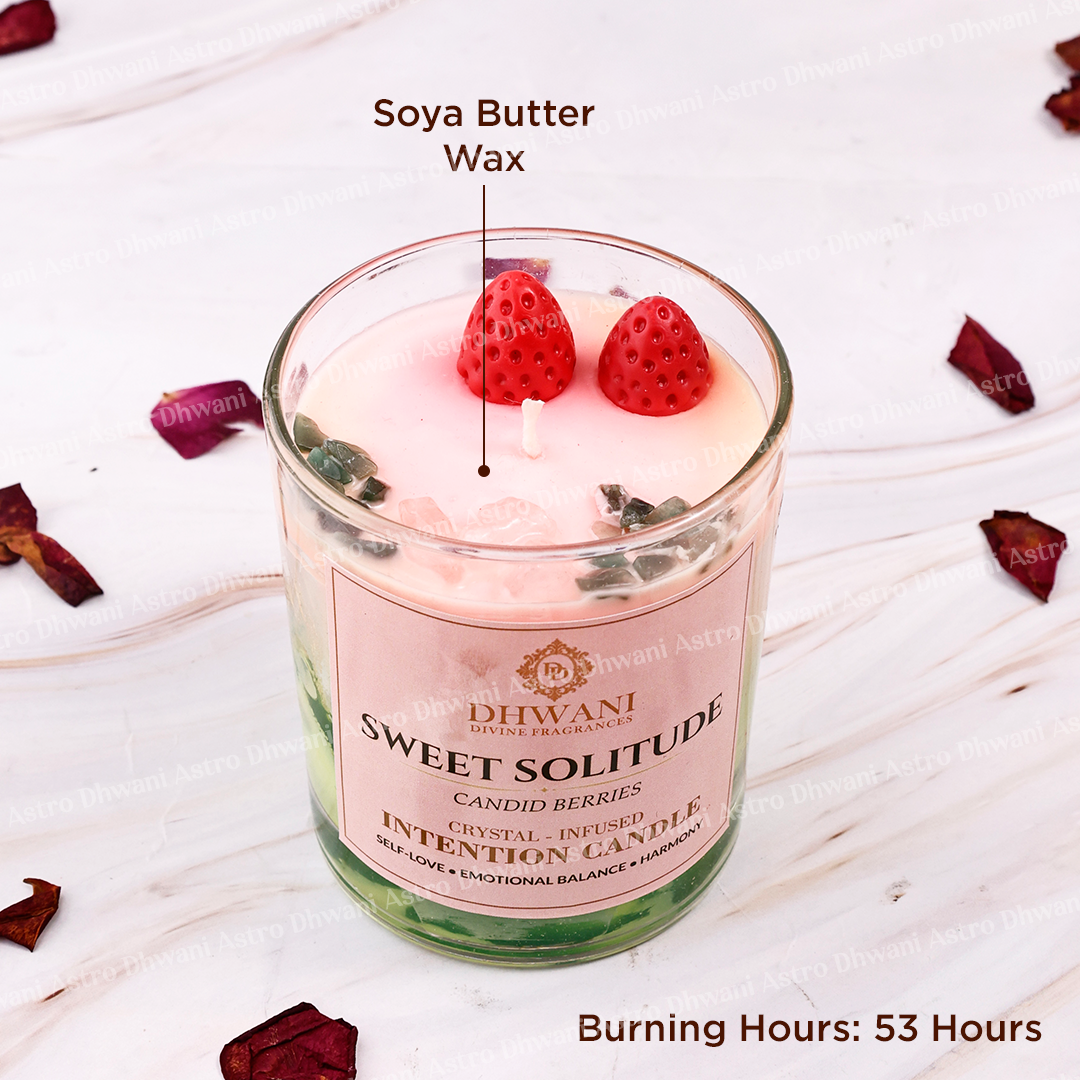 Sweet Solitude Intention Crystal Candle – Candied Berries Scent