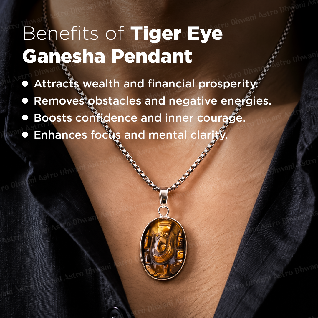 Tiger Eye Ganesh Pendant For Wisdom And New Beginnings