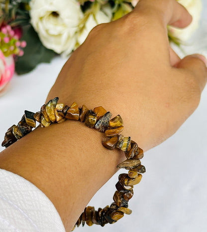 Boosts your Confidence Level & Exalts the Planet Ketu: Tiger Eye Uncut Bracelet - Abhimantrit & Certified