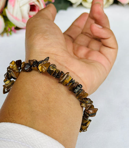 Boosts your Confidence Level & Exalts the Planet Ketu: Tiger Eye Uncut Bracelet - Abhimantrit & Certified