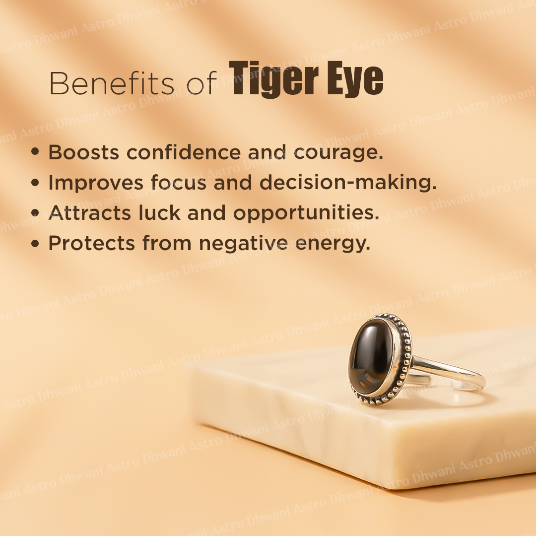 Tiger Eye oval Ring Abhimantrit Certified