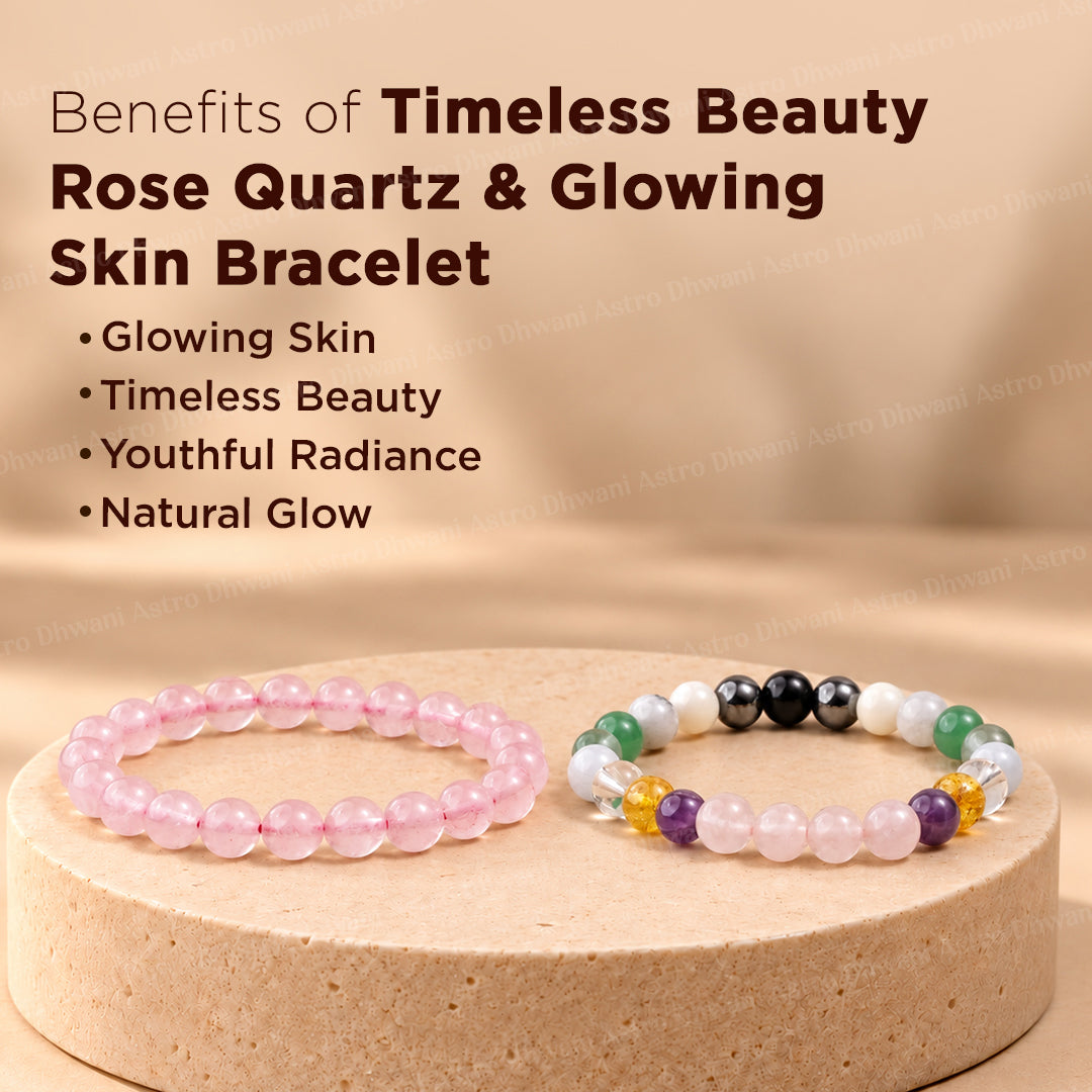 Timeless Beauty: Rose Quartz & Glowing Skin Bracelet - Abhimantrit & Certified