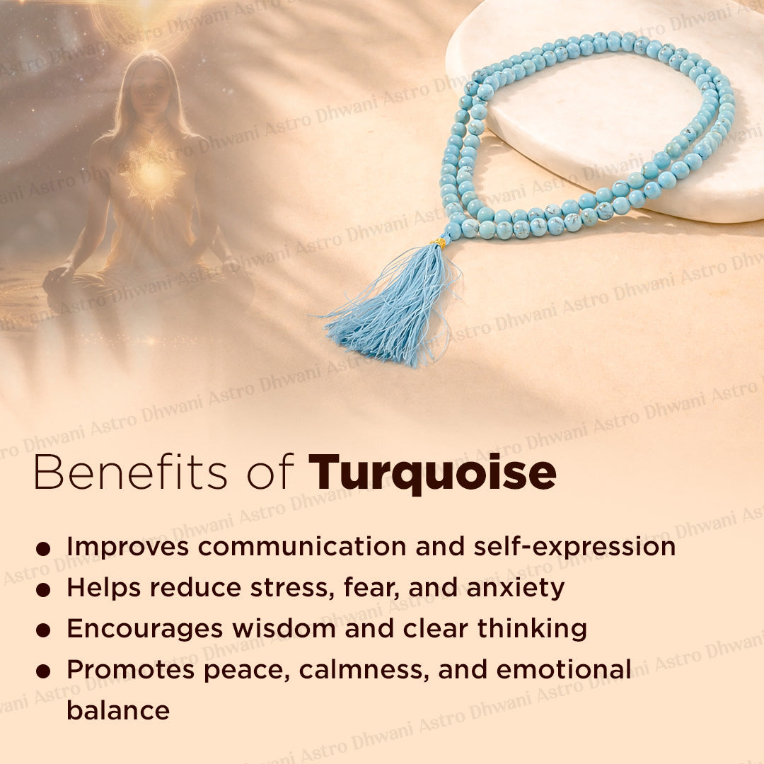 Turquoise Crystal Mala - Abhimantrit & Certified