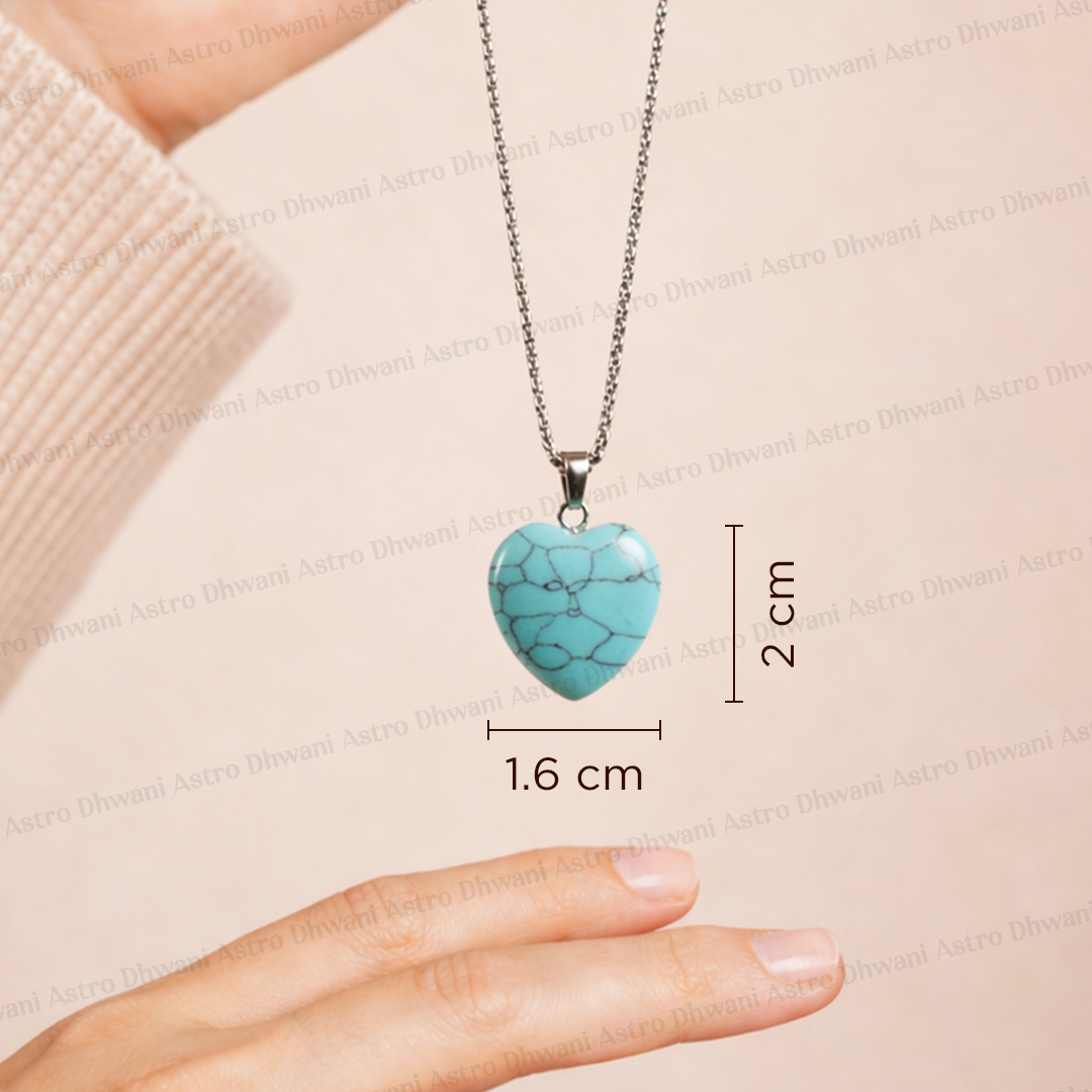 Turquoise Heart Pendant (Abhimantrit) for Protection & Calmness