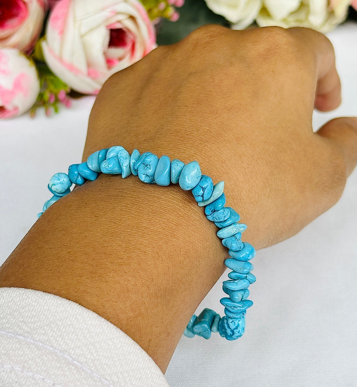 Speak with Confidence: Turquoise Uncut Bracelet - Abhimantrit & Certified