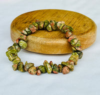 Unakite Uncut Crystal Bracelet