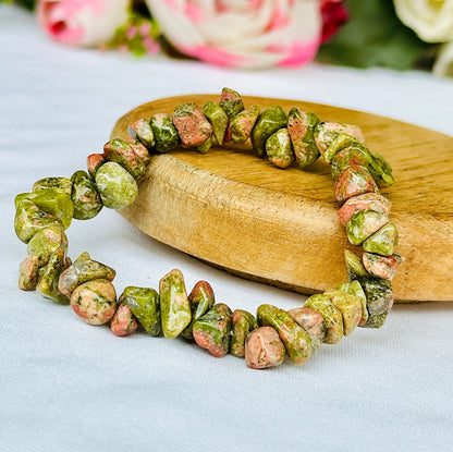 Unakite Uncut Crystal Bracelet - Abhimantrit & Certified