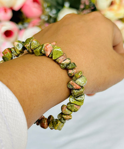 Unakite Uncut Crystal Bracelet - Abhimantrit & Certified