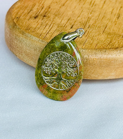 Unkakite Stone Tree of Life Pendant for Ancestral Connection & Energy Balance – Abhimantrit & Certified